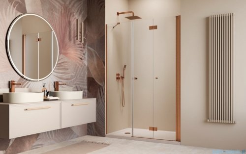 Radaway Nes Brushed Copper DWSB drzwi wnękowe 120cm W4 prawe szczotkowana miedź szkło przejrzyste 10044650-93-01R/10045550-01-01