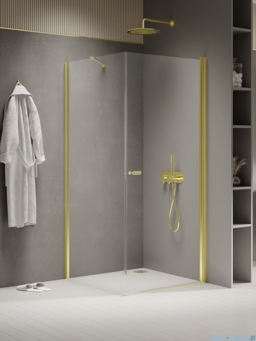 New Trendy New Soleo Light Gold 70x110x195 cm kabina wspornik skośny złoty połysk/szkło przejrzyste K-1831