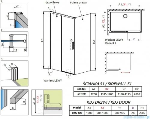 Radaway Idea White Kdj kabina 100x120cm lewa szkło przejrzyste 387040-04-01L/387054-04-01R