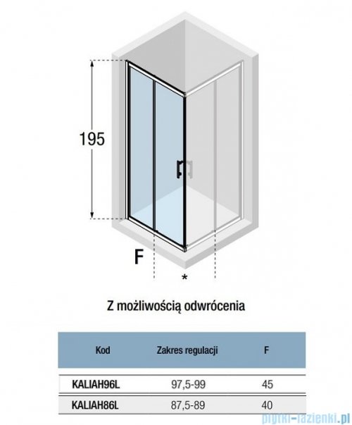 Novellini Kali AH kabina prostokątna 100x90 profile chrom KALIAH96L-1B/KALIAH86L-1B