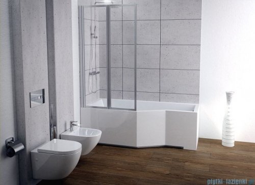 Besco Integra 150x75cm Wanna asymetryczna Lewa + parawan 2-skrzydłowy