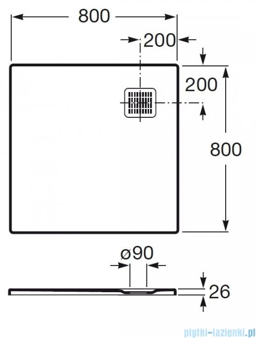 Roca Terran 80x80cm brodzik kwadratowy konglomeratowy perłowy AP10332032001630