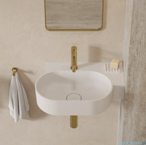 Omnires Ovo M+ umywalka nablatowa/wisząca prawa 55x38 cm  biały mat  OVO555UWPBM