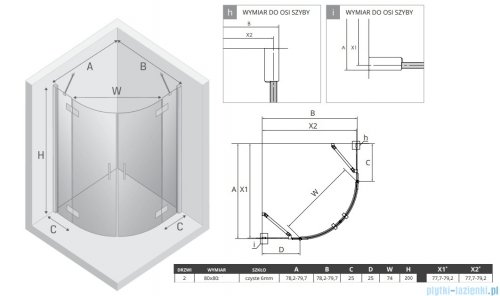 New Trendy Nesta Black kabina półokrągła 80x80x200 cm szkło przejrzyste K-3781