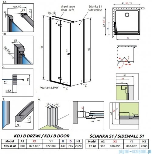 Radaway Fuenta Kdj B kabina 90x90cm lewa chrom połysk szkło przejrzyste 1384082-01-01L/1384050-01-01