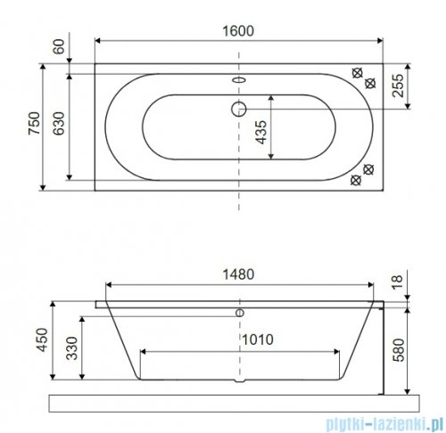 Excellent Oceana Slim wanna prostokątna 160x75 czarny mat WAEX.OCE16BLMS