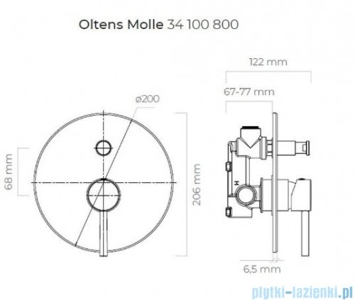 Oltens Molle bateria prysznicowa podtynkowa złota 34100800