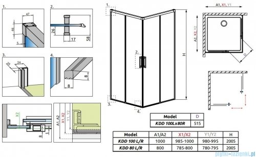 Radaway Idea White Kdd kabina 100x80cm szkło przejrzyste 387062-04-01L/387061-04-01R