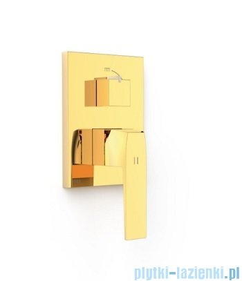 Tres CUADRO podtynkowy zestaw prysznicowy złoty z deszczownicą 30x30 cm 00628004OR
