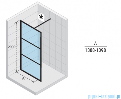 Riho Grid GB400 kabina prysznicowa Walk In 140cm czarna G004028121