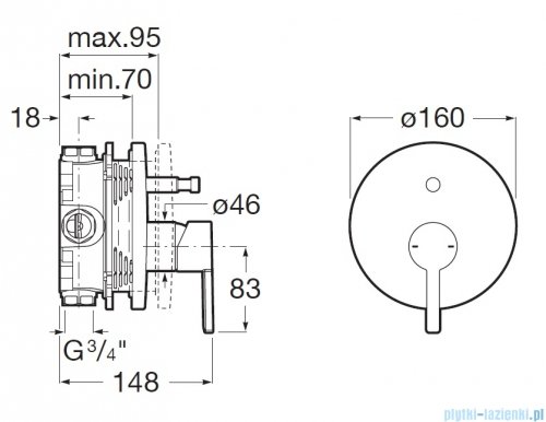 Roca Naia bateria wannowo-prysznicowa podtynkowa Titanium Black EVERLUX-PVD A5A0B96CN0