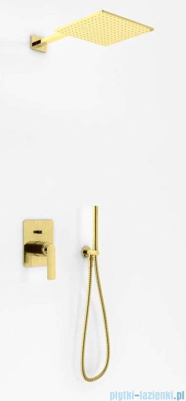 Kohlman Experience Brushed Gold zestaw prysznicowy z deszczownicą kwadratową 25x25 cm złoto szczotkowane QW210EGDBQ25