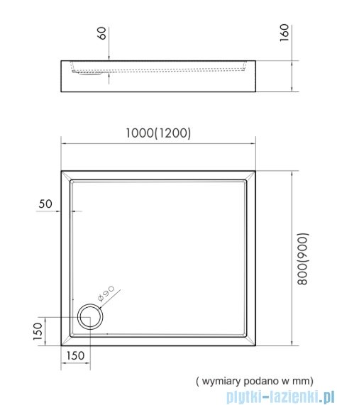 Schedpol Schedline Favory Plus brodzik prostokątny 120x90x16cm White Stone 3ST.F1P-90120/B/ST