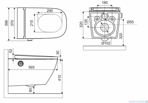Excellent Dakota 2.0 toaleta myjąca wisząca S2, pokrętło sterujące złoty połysk CEEX.4124.K.S2.WHGL