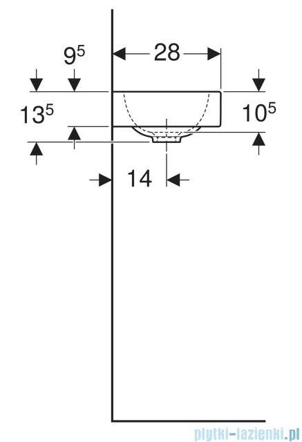 Geberit iCon umywalka wisząca, z półką po prawej stronie 38 x 28 cm 124736000