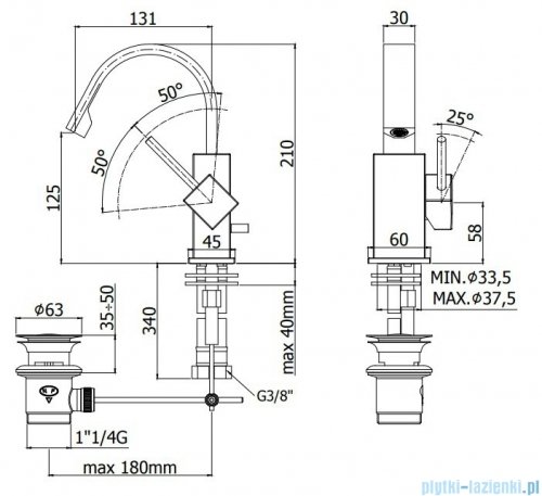 Paffoni Bateria bidetowa stojąca Level chrom LEA838CR