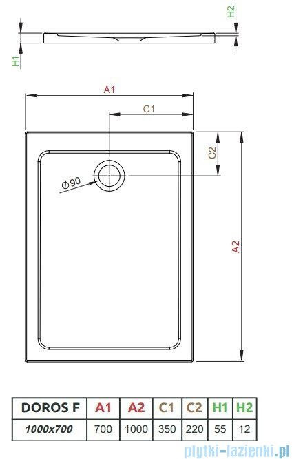 Radaway Doros F Stone brodzik 100x70x5,5 antracyt SDRF1070-01-64S
