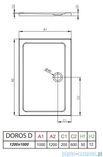 Radaway Doros D Stone brodzik 120x100x5 biały SDRD1210-01-04S