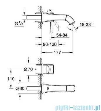 Grohe Bateria umywalkowa 2-otworowa Grandera chrom wysięg 177mm 19929000