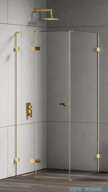 New Trendy Eventa Gold Shine kabina prysznicowa prostokątna 110x80x200 cm lewa przejrzyste Złoty połysk EXK-4708