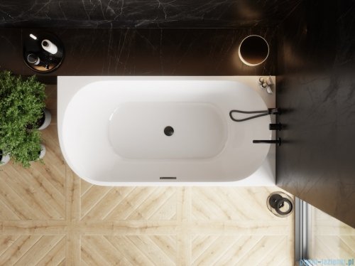 The North Bath Calia wanna wolnostojąca przyścienna prawa 170x80cm z przelewem i korkiem CZARNYM 6845-1701ROEMBL