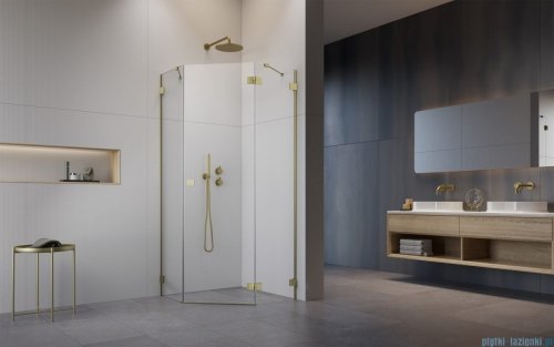 Radaway Essenza Pro Brushed Gold Ptj kabina pięciokątna 80x90 prawa szczotkowane złoto 10100000-99-01R/10100400-01-01
