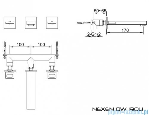 Kohlman Nexen 3-częściowa podtynkowa bateria umywalkowa QW190U