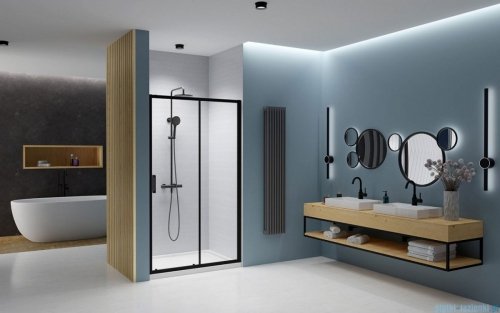 Radaway Premium Pro Black Dwj drzwi 140cm prawe czarny mat/szkło przejrzyste 1014140-54-01R