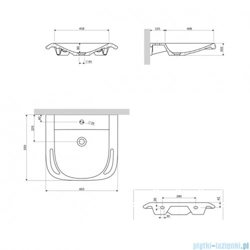 Omnires HOLD M+ Inclusive Design umywalka wisząca 60x55 cm biała HOLDUWBP