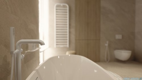 Deante SILIA Bateria wannowa wolnostojąca z zestawem prysznicowym bianco BQS_A17M