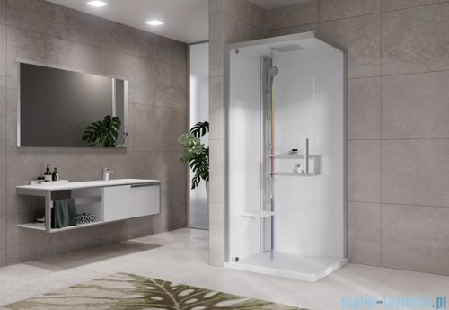 Novellini Glax 2 2.0 kabina z hydromasażem hydro plus 90x90 lewa srebrna G22GF90SM1L-1BB