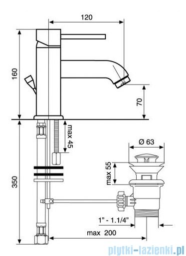 Emmevi Piper bateria umywalkowa czarny mat 45003NO