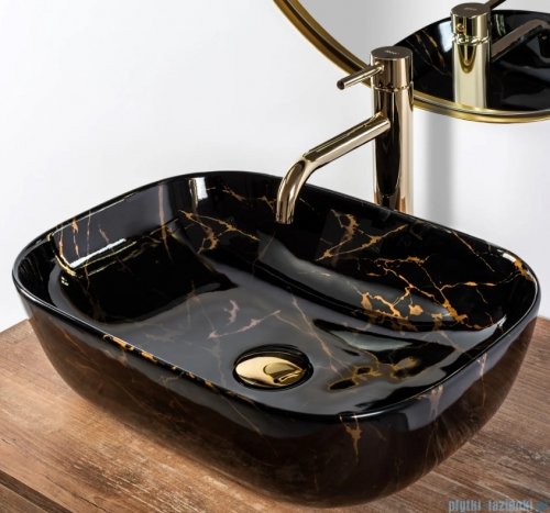 REA Umywalka nablatowa Belinda Black Marble shiny REA-U8907