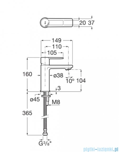 Roca Targa Bateria umywalkowa Cold Start czarny mat  A5A325FNB0