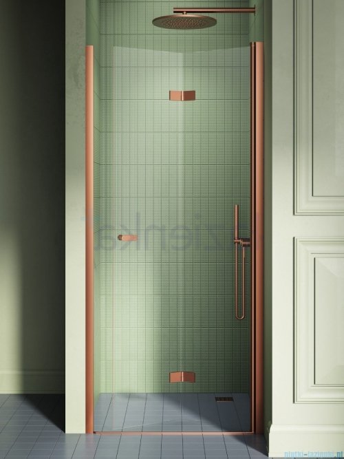 New Trendy New Soleo Copper Brushed drzwi wnękowe bifold 120x195 cm prawe miedź szczotkowana/szkło przejrzyste D-0508A