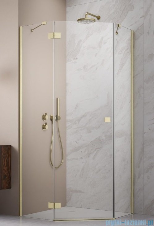 Radaway Essenza 8 Brushed Gold Ptj kabina pięciokątna 90x90cm lewa szczotkowane złoto 10490000-99-01L/10490200-01-01