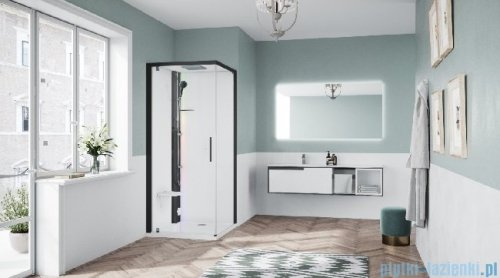 Novellini Glax 1 2.0 kabina z sauną parową 80x80 lewa czarna G21GF80ST5-1HH