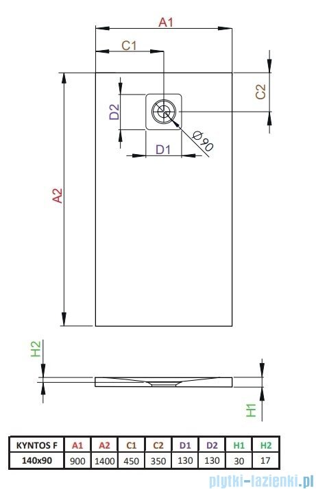 Radaway Kyntos F brodzik 140x90cm cemento HKF14090-74