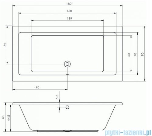Riho Lusso wanna prostokąta 180x90cm z hydromasażem FLOW prawa B026007005