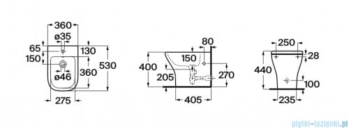 Roca Optica bidet stojący przyścienny biały A357V18000