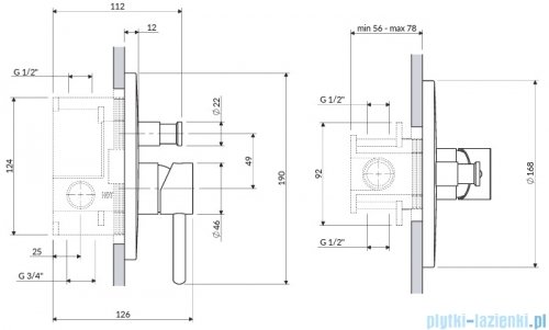 Omnires Y bateria natryskowa-wannowa z przełącznikiem element natynkowy biały mat Y1235ROWM