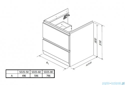 Oristo Brylant szafka podumywalkowa ryflowana wisząca 80x50x45 czarny mat OR36-SD2S-80-8R