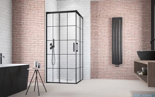 Radaway Idea Black Kdd Factory kabina prysznicowa 100x110cm czarny mat/szkło przejrzyste 387062-54-55L/387063-54-55R