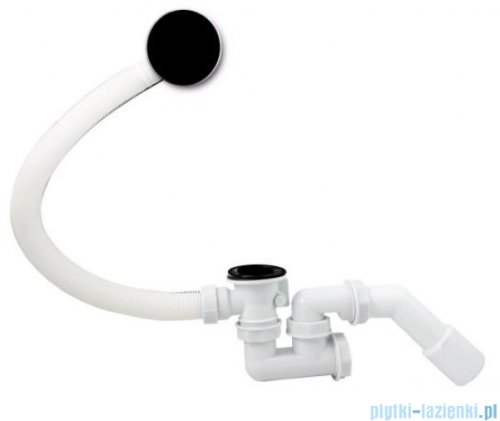 Besco Avita 170x75cm wanna asymetryczna lewa + obudowa CZARNA RYFLOWANA + syfon CZARNY #WAA-170-NL/OAV-170-NSCR/19977