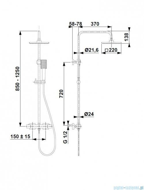 KFA LOGON BLACK deszczownia z baterią termostatyczną natryskową czarny 5746-910-81