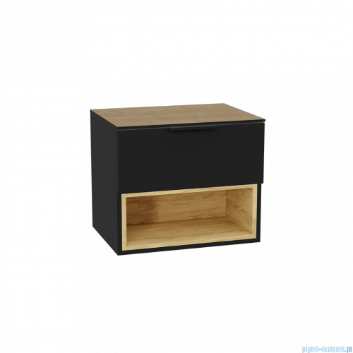 Excellent Tuto 2.0 szafka wisząca front gładki wysoki czarny 60x50x46,5 cm blat dąb Hikora MLEX.2171.K.60.02BL.BKBK