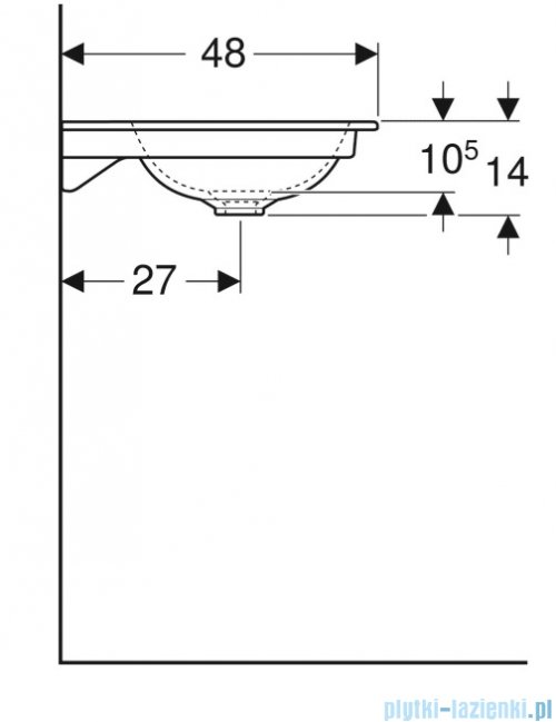 Geberit One Umywalka meblowa bez otworu na baterię 60x48cm KeraTect 505.011.01.1