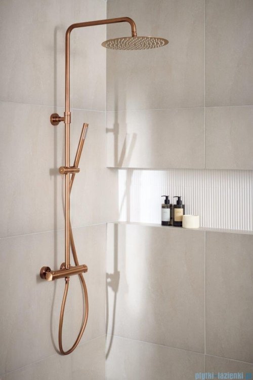 KFA MOZA PREMIUM ROSE GOLD deszczownia z baterią termostatyczną miedź szczotkowana 5736-920-34