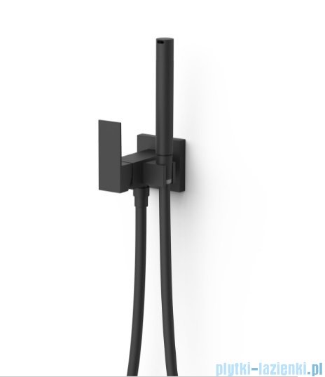 Tres CUADRO Bateria jednouchwytowa podtynkowa z natryskiem do toalety czarny mat 00612302NM