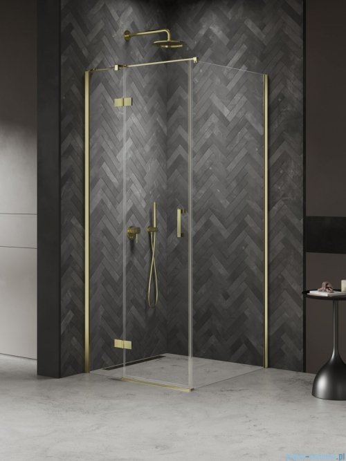 New Trendy Nesta Light Gold kabina 120x110x200 cm lewa wspornik równoległy złoty połysk/szkło przejrzyste K-4518